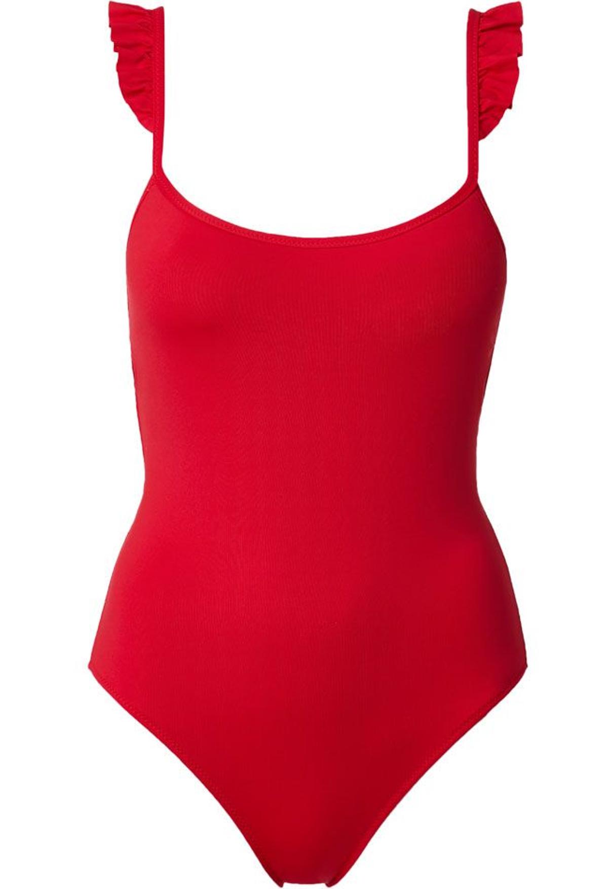 Colección bikinis y bañadores de Calzedonia, verano 2018: bañador rojo con volantes