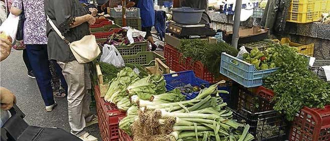 Una mujer adquiere verduras en uno de los puestos.