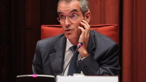 L’expresident de Caixa Laietana Josep Ibern, durant la seva compareixença davant la comissió del Parlament, aquest dilluns.
