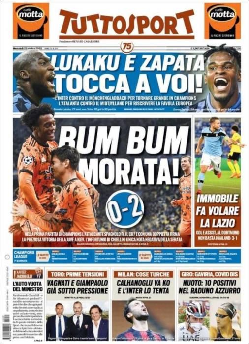 Portada TUTTOSPORT miércoles 21 octubre 2020