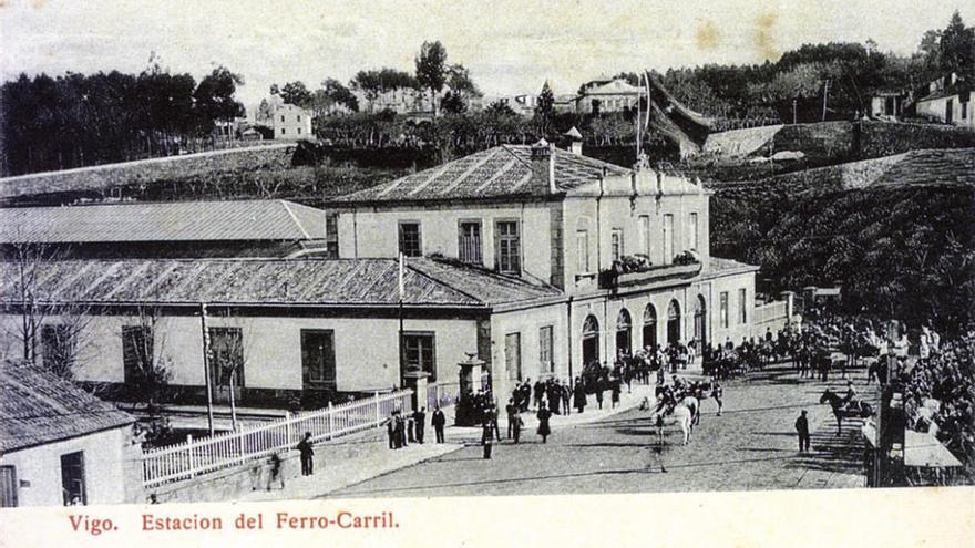 La estación de Vigo durante los primeros años de funcionamiento del tren hasta Ourense. // Faro