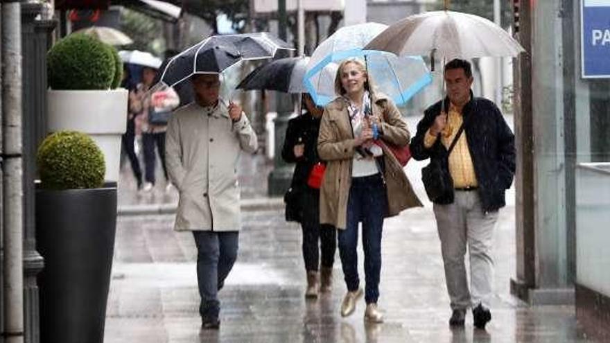 Los paraguas salieron a la calle en Vigo. // J. Lores