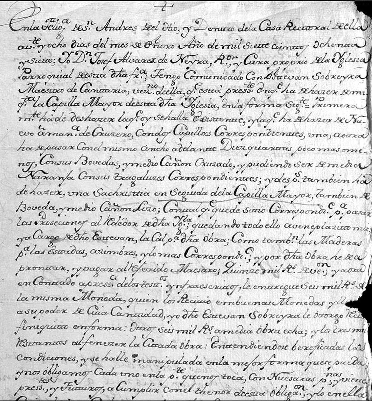 Ampliación da igrexa parroquial do Hío en 1788