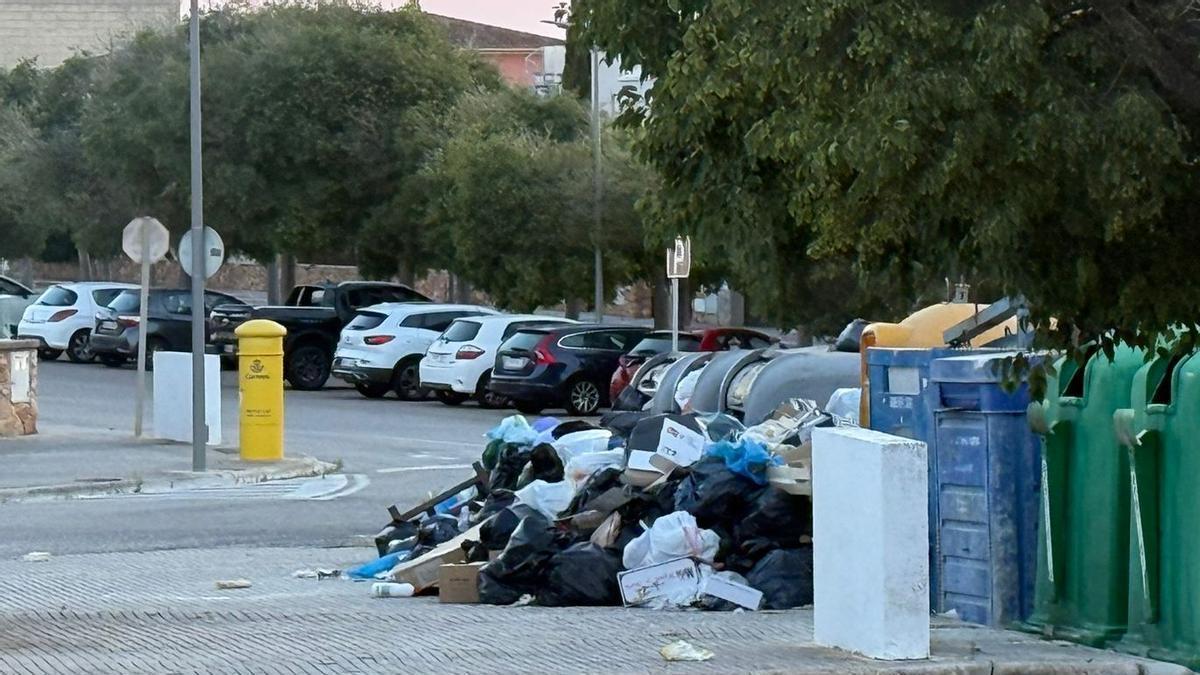 Contenedores en Son Verí Nou, ayer por la tarde.