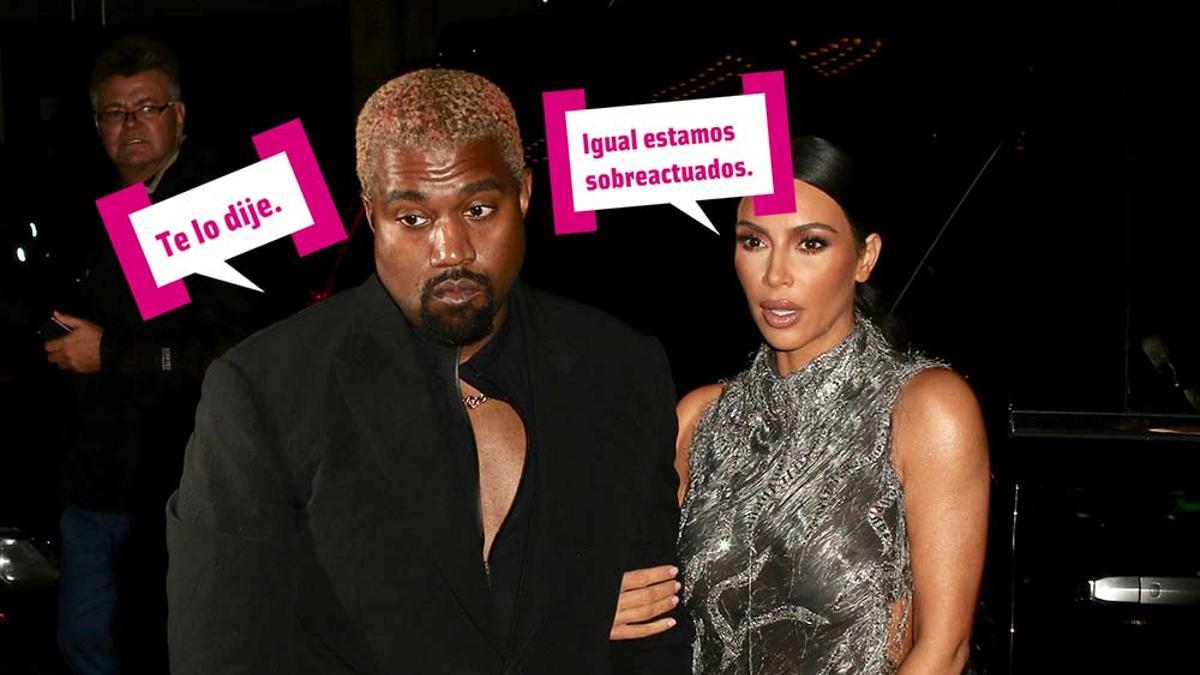 Kim Kardashian y Kanye West saliendo de una fiesta