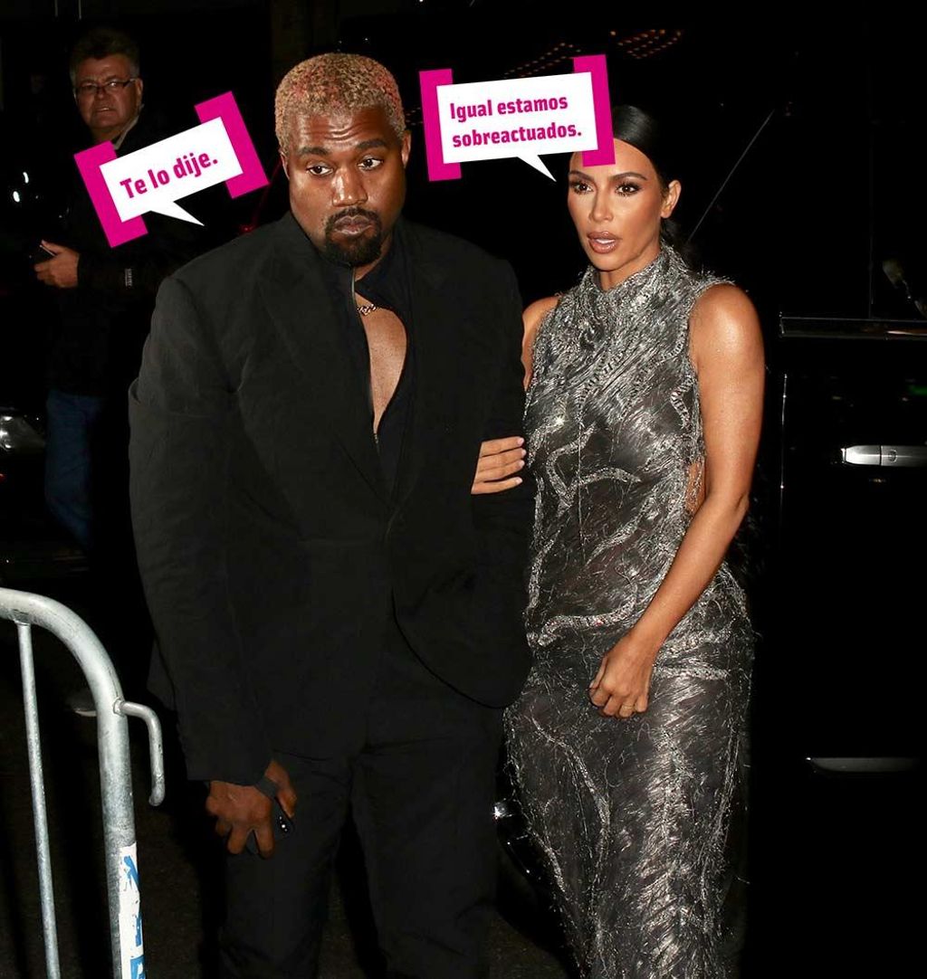 Kim Kardashian y Kanye West saliendo de una fiesta