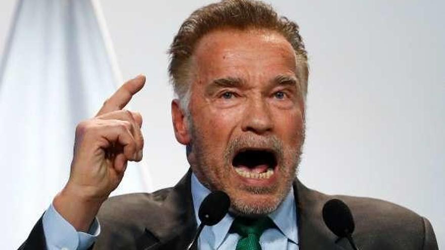 Schwarzenegger, ayer en Katowice. // K. Pempel