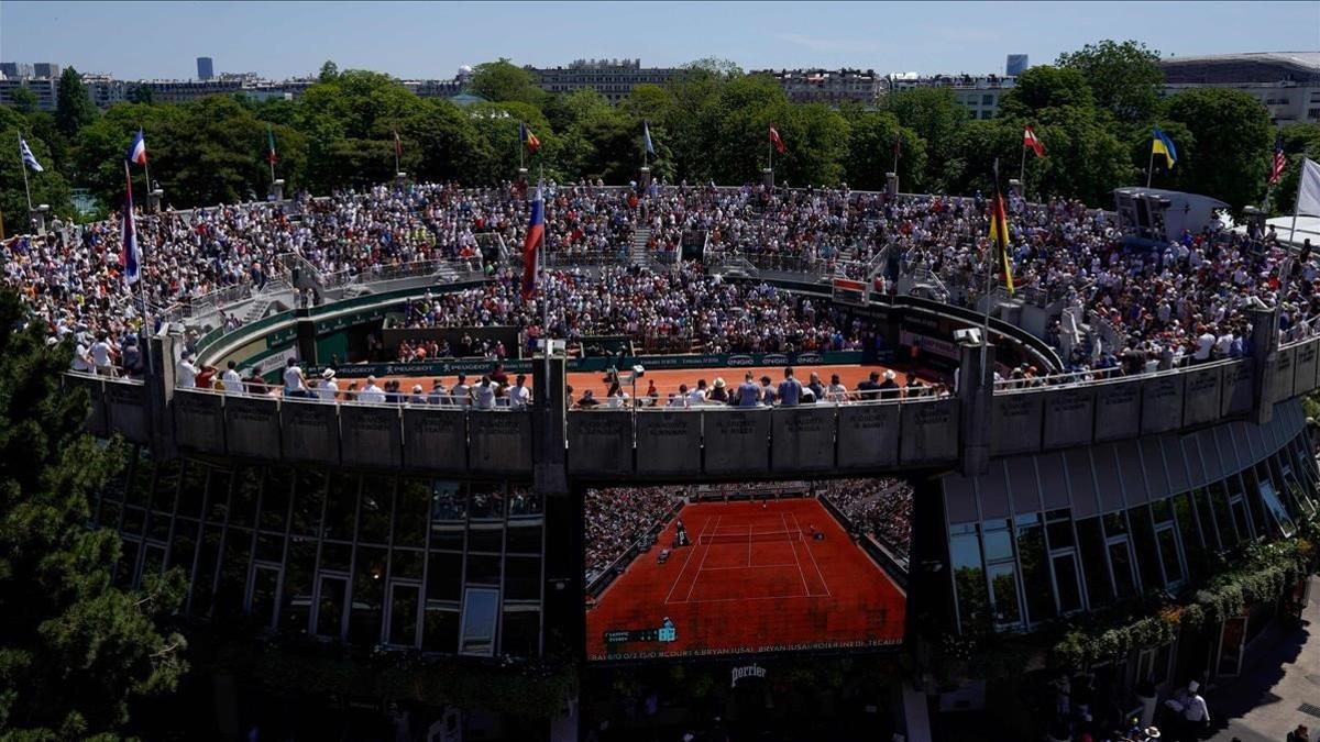 Una imagen de la pista central de Roland Garros en junio del 2019.