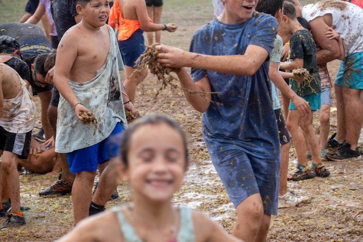 Sa Vermada de Binissalem arranca con su multitudinaria ‘guerra de raïm’ y la ‘Festa dels Trepitjadors’