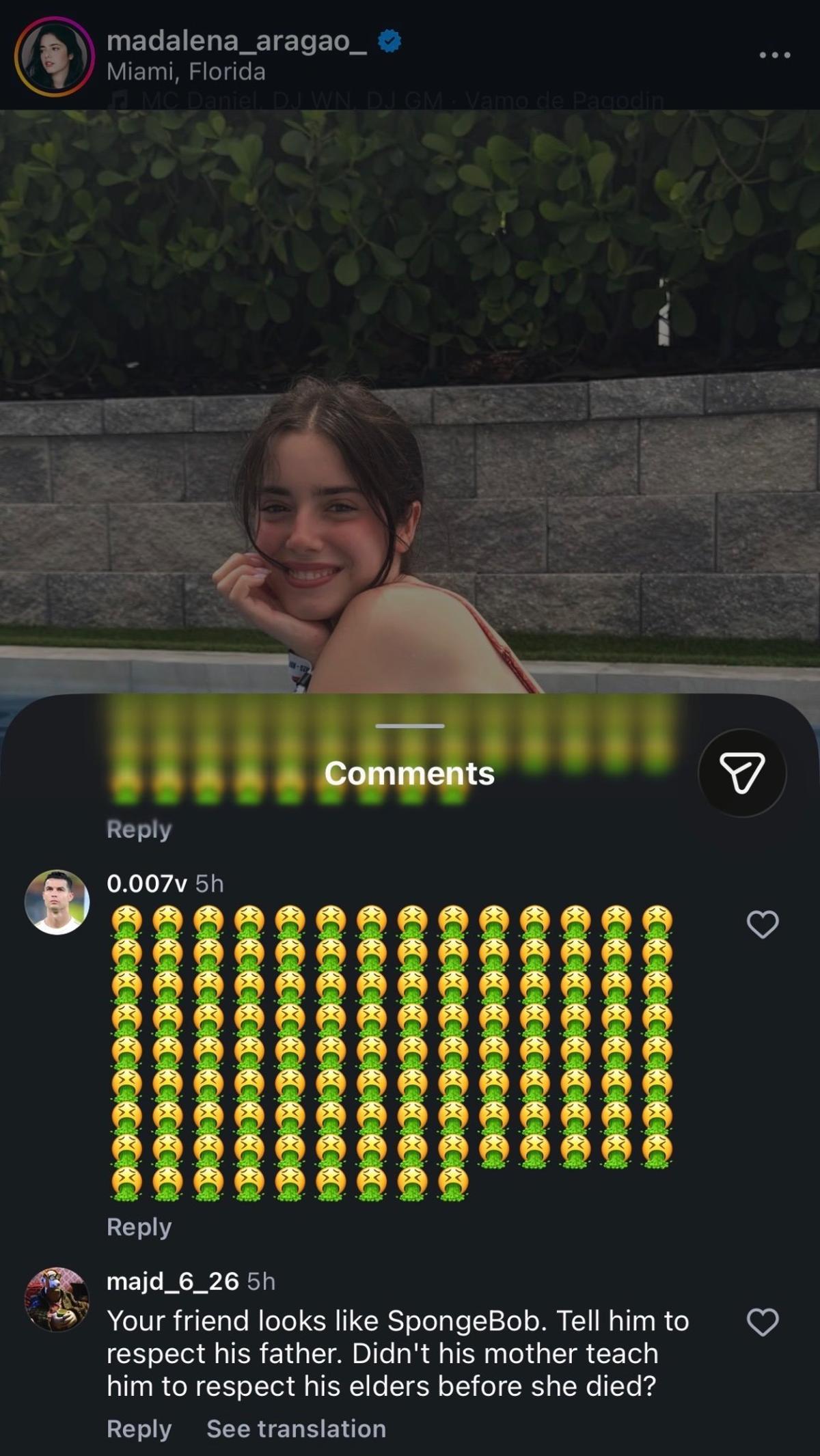 Madalena Aragao, acosada en redes sociales