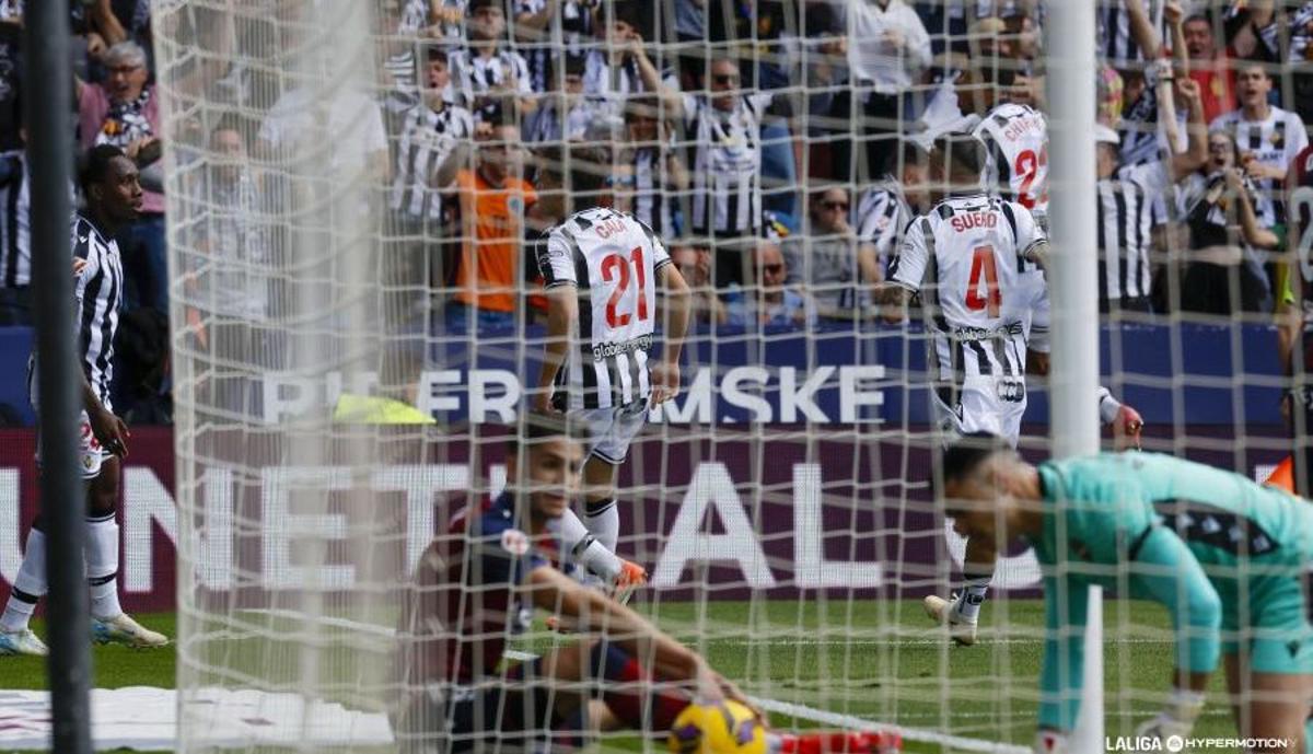 Celebración del gol del Castellón.
