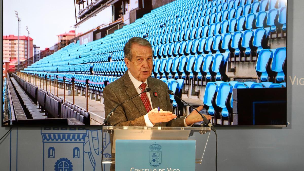 Caballero, durante su intervención tras conocer la decisión de la RFEF de apoyar la sede de Vigo.
