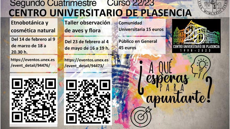 Talleres sobre cosmética natural y observación de aves, en el centro universitario de Plasencia