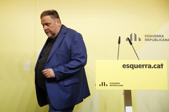El líder de ERC, Oriol Junqueras, en rueda de prensa