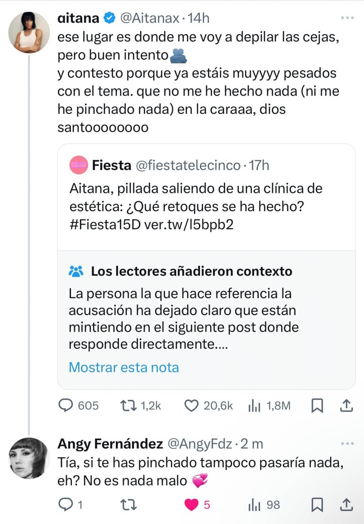 Angy Fernández sobre los retoques de Aitana