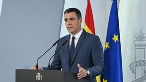 Pedro Sánchez, en una intervención desde Moncloa. 