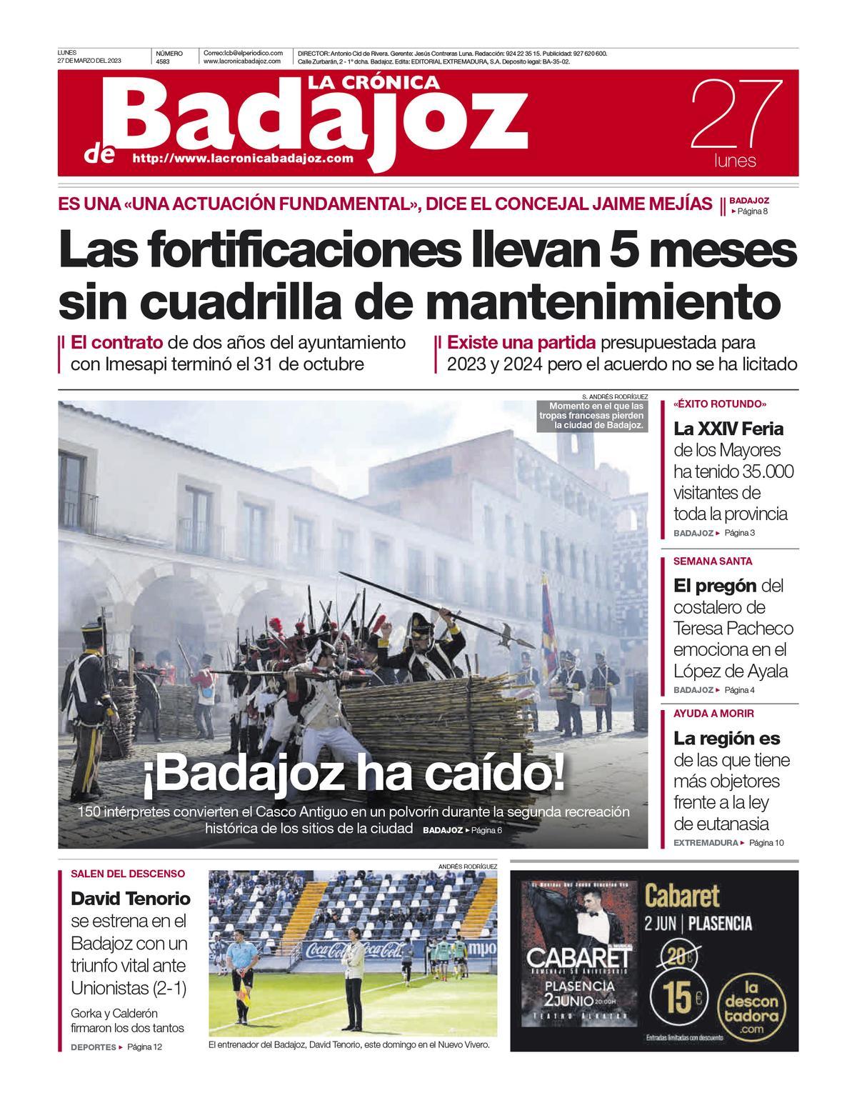 Consulta la portada correspondiente al día 27 de marzo de 2023