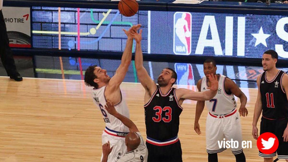 Pau y Marc Gasol y su salto en el All Star 2015.