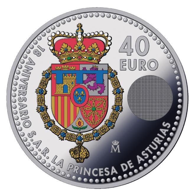 Reverso moneda conmemorativa mayoría de edad princesa Leonor