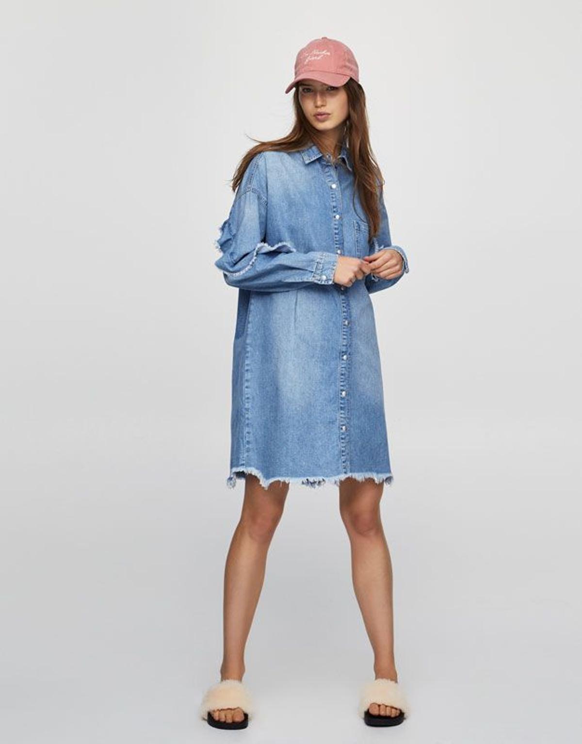 Vestido camillero oversized volantes, Pull&amp;Bear