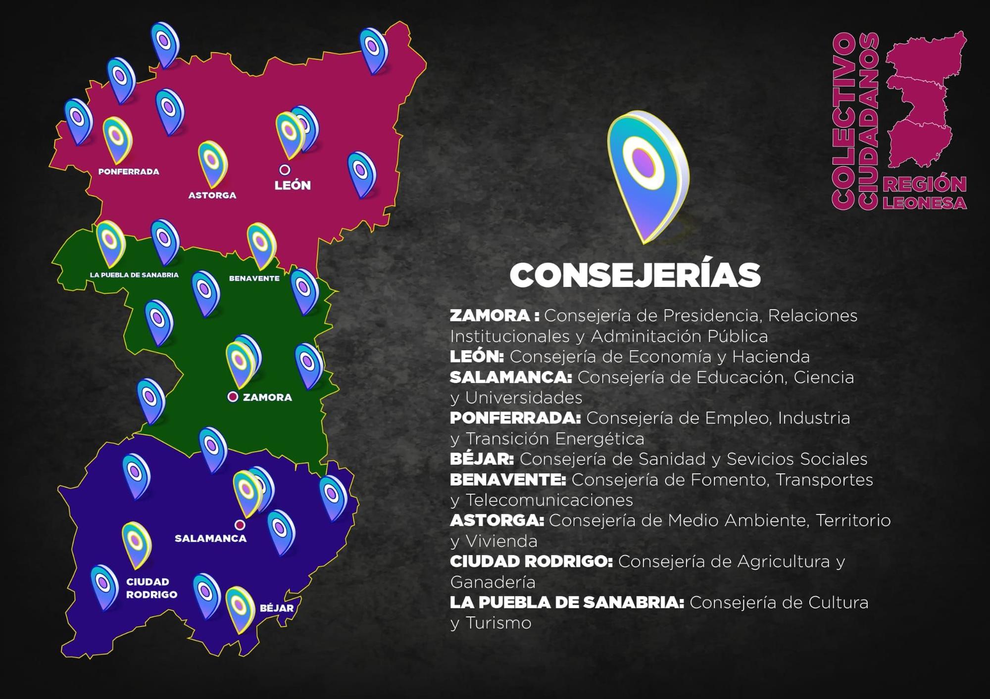 Infografía con el reparto de consejería propuesto por CCRL.