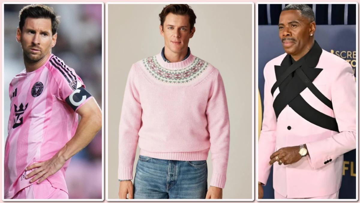 En el centro, el jersey navideño de J.Crew. A la derecha, Messi, con la camiseta del Inter Miami CF, y el actor Domingo Colman, en la gala de los 30 º Premios SAG.