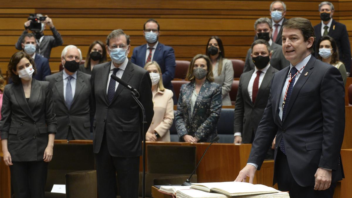 Alfonso Mañueco, en su toma de posesión como presidente de la Junta de Castilla y León