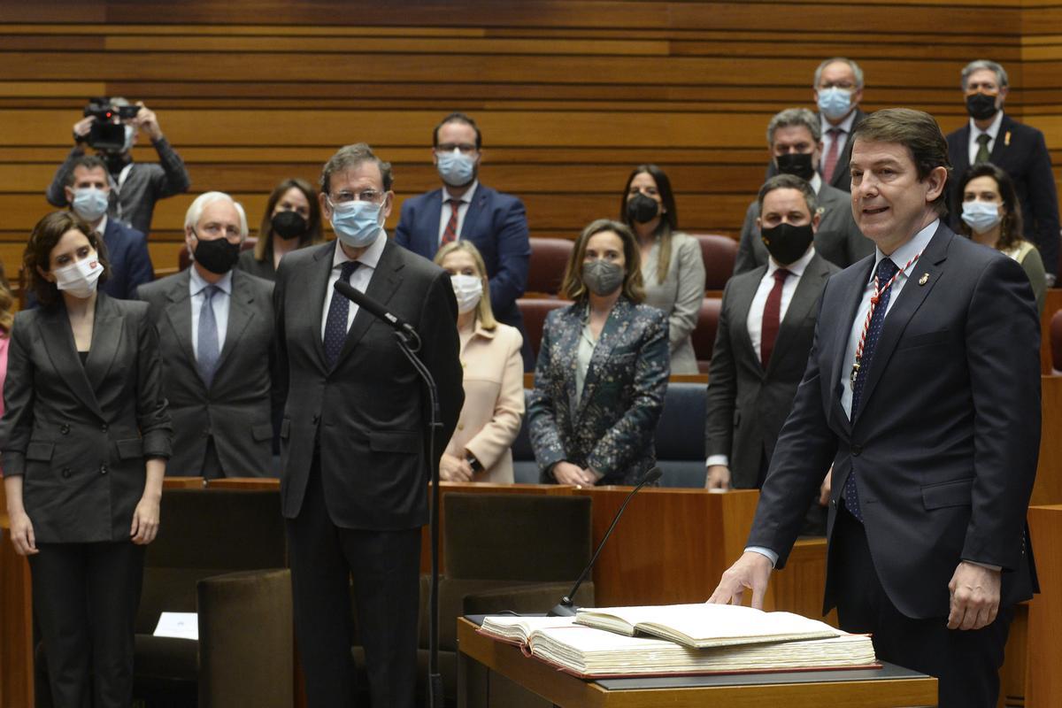 Alfonso Mañueco, en su toma de posesión como presidente de la Junta de Castilla y León