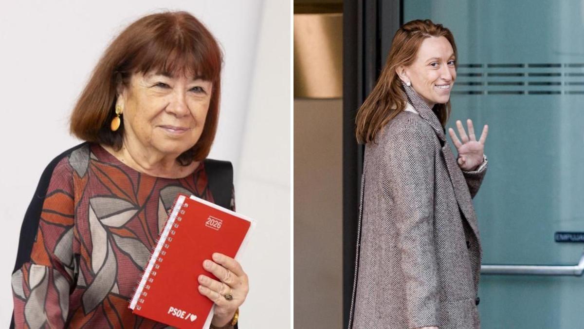 La presidenta del PSOE y diputada Cristina Narbona y  la abogada del exasesor ministerial Koldo García, Leticia de la Hoz