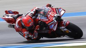 Buriram (Thailand), 27/02/2026.- Spanish MotoGP rider Marc Marquez of Ducati Lenovo Team in action during the Free Practice 1 session of the Motorcycling Grand Prix of Thailand at Chang International Circuit, Buriram province, Thailand, 27 February 2026. (Motociclismo, Tailandia) EFE/EPA/RUNGROJ YONGRIT