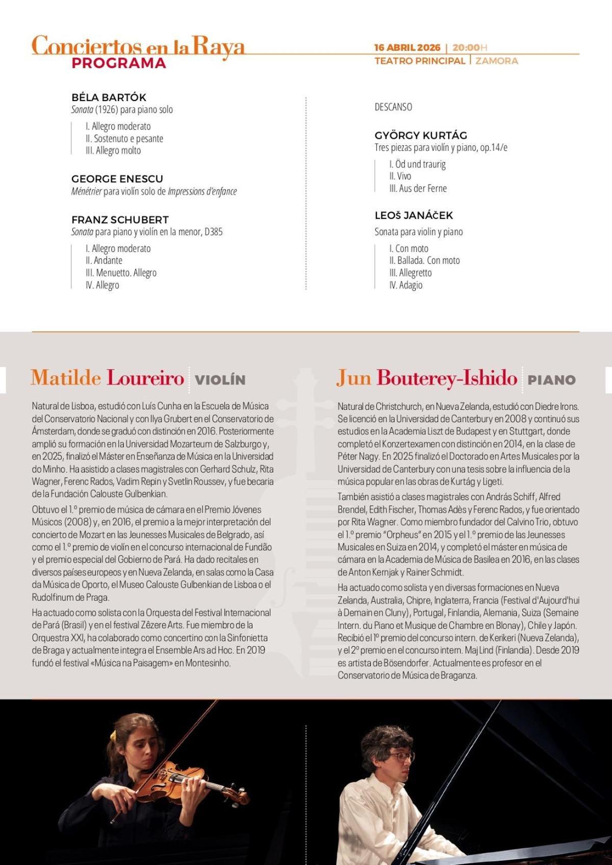 Programa del recital