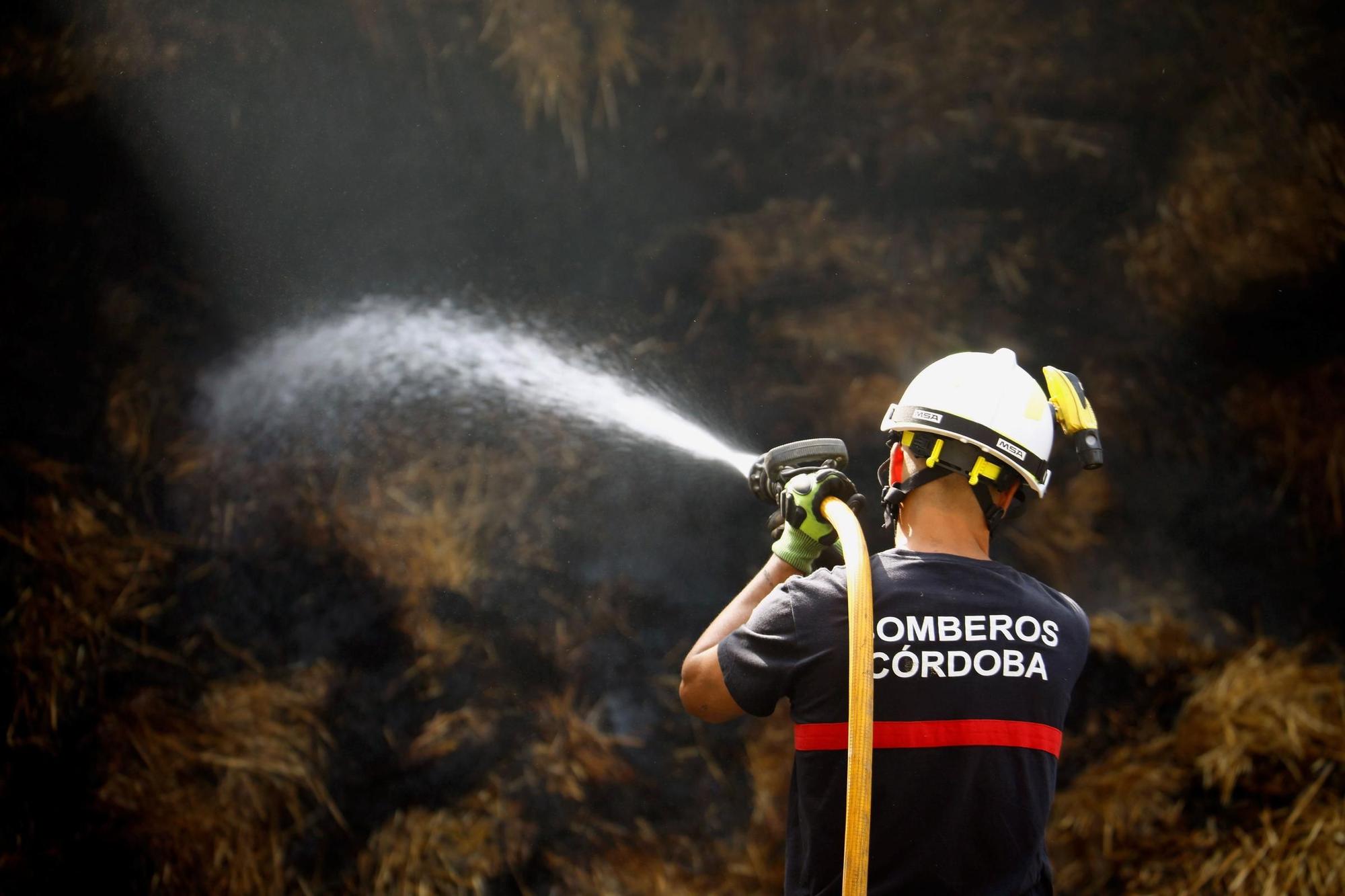 Un bombero trabaja en la extinción de un incendio en Córdoba