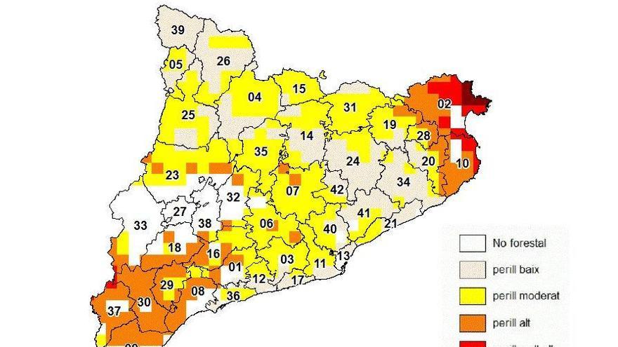 El plànol d&#039;alerta de Protecció Civil.