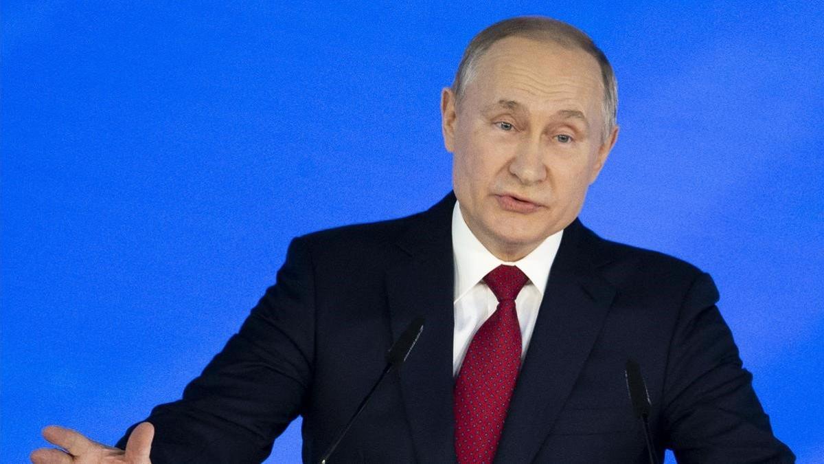 El presidente ruso, Vladímir Putin, este miércoles durante su discurso.