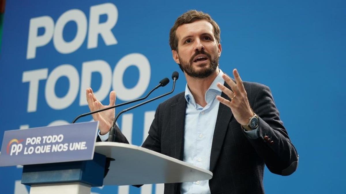 Pablo Casado, en un mitin en Vitoria.