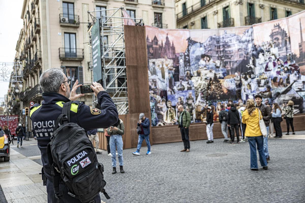 El pesebre de la plaza de Sant Jaume, este viernes.