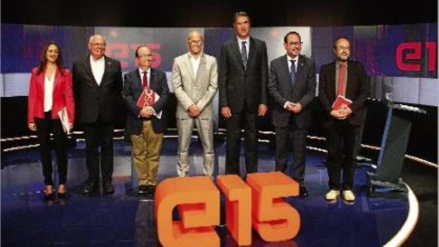 Arrimadas (C&#039;s), Rabell (CSQEP), Iceta (PSC), Romeva (Junts pel Sí), Albiol (PPC), Espadaler (UDC) i Baños (CUP).