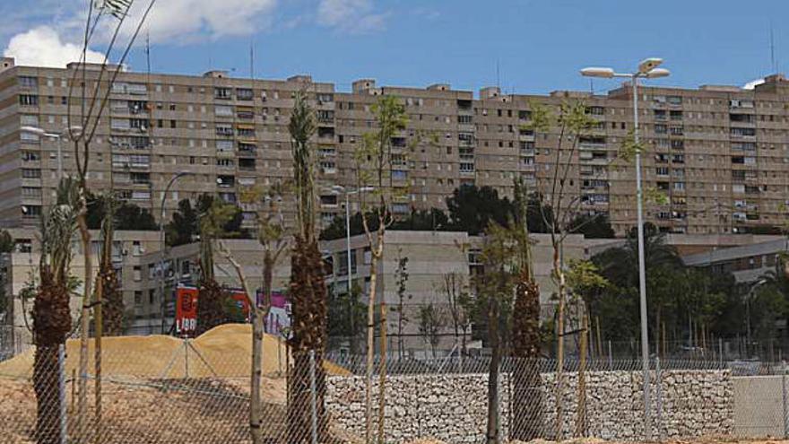 En parte del parque se han creado terrazas para salvar el desnivel.