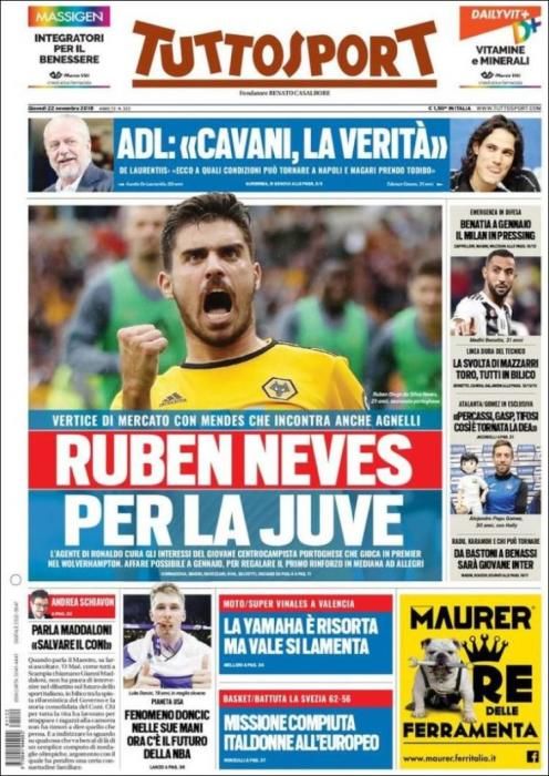 Portada TUTTOSPORT jueves 22 noviembre 2018