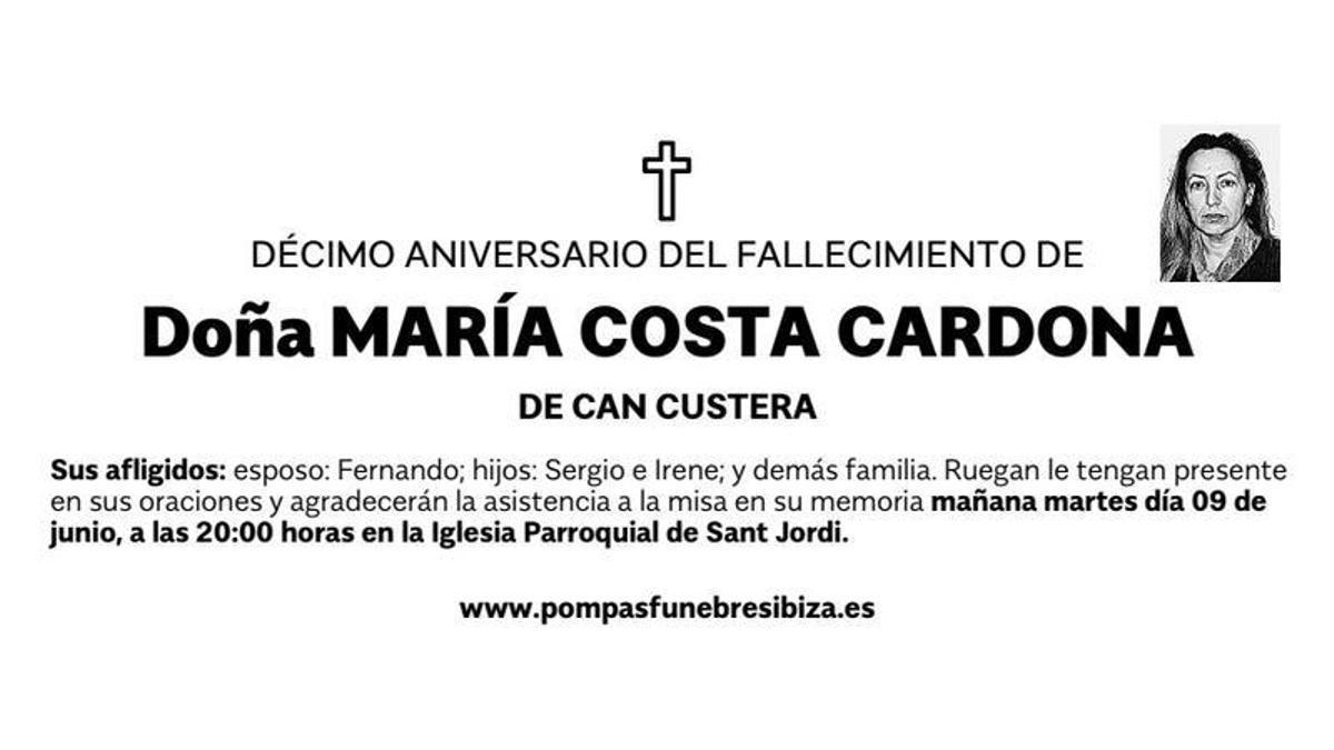 Esquela María Costa Cardona