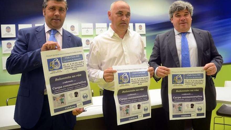 Alfredo Pazos, Agustín Fernández y Santi Picallo, en la presentación de los actos del Cisne.