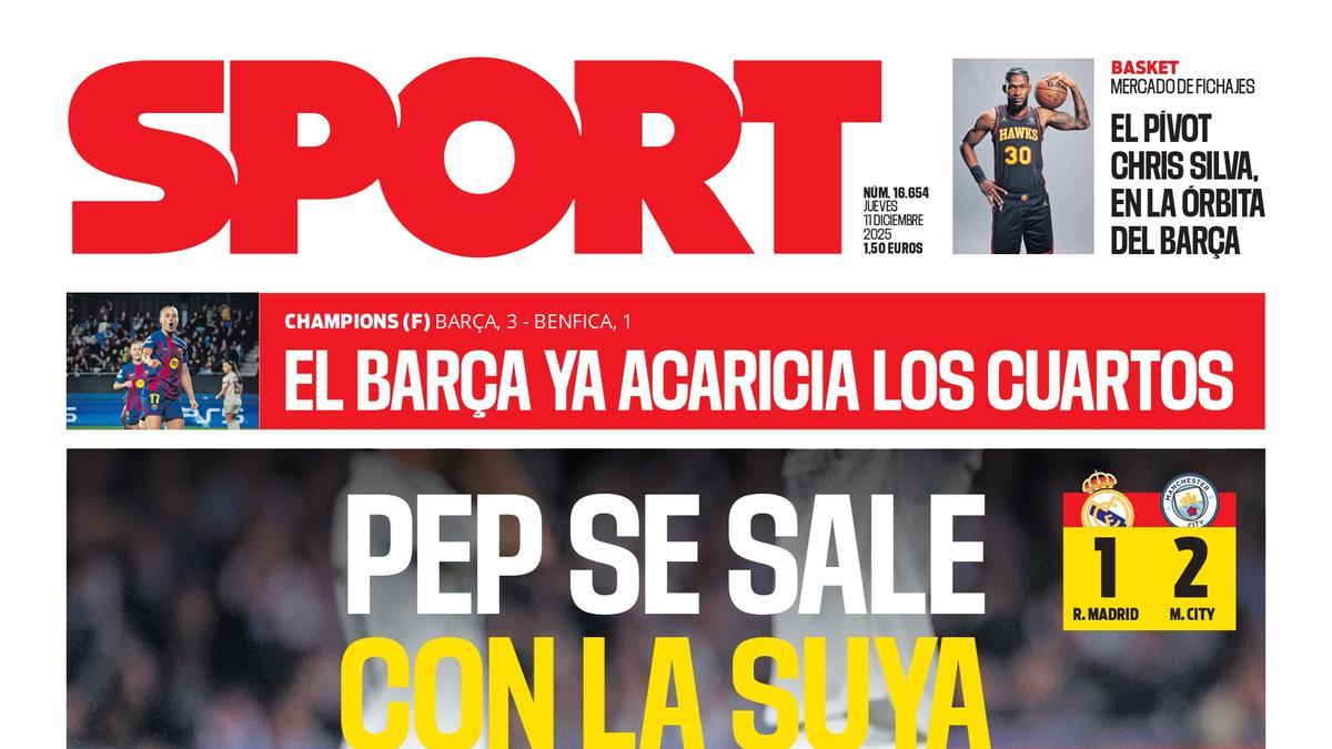 Esta es la portada de SPORT de hoy jueves, 11 de diciembre