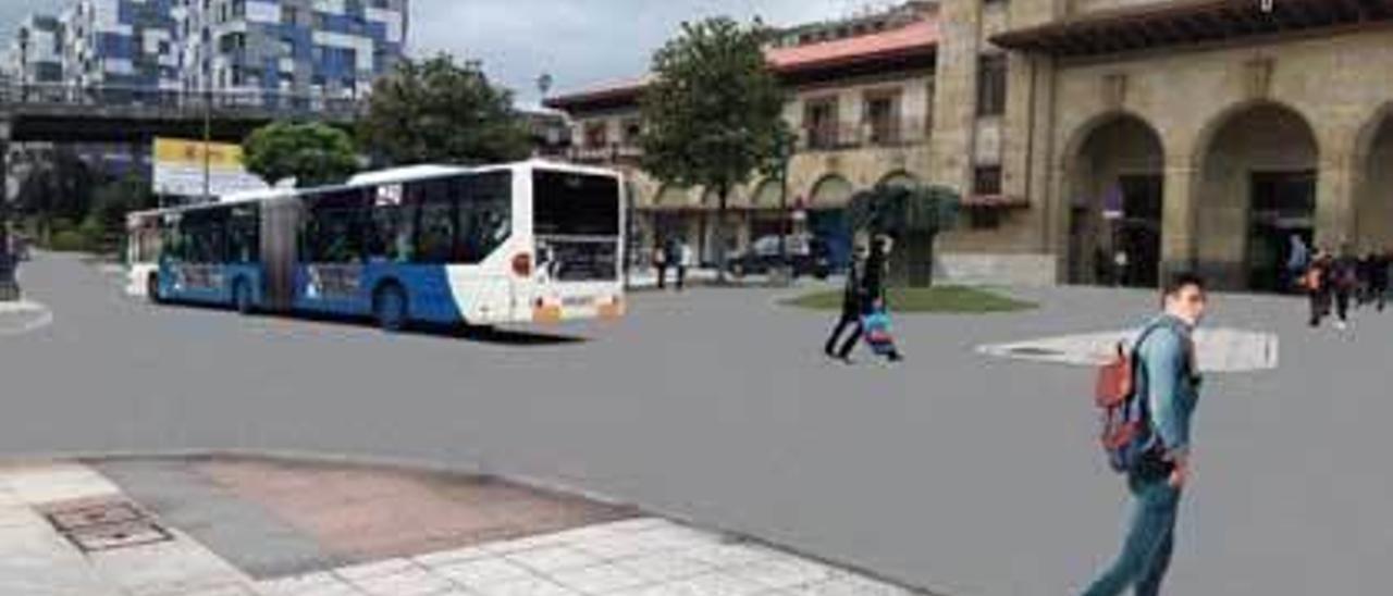 Recreación de la zona de la estación de Renfe, lugar de encuentro de los autobuses.