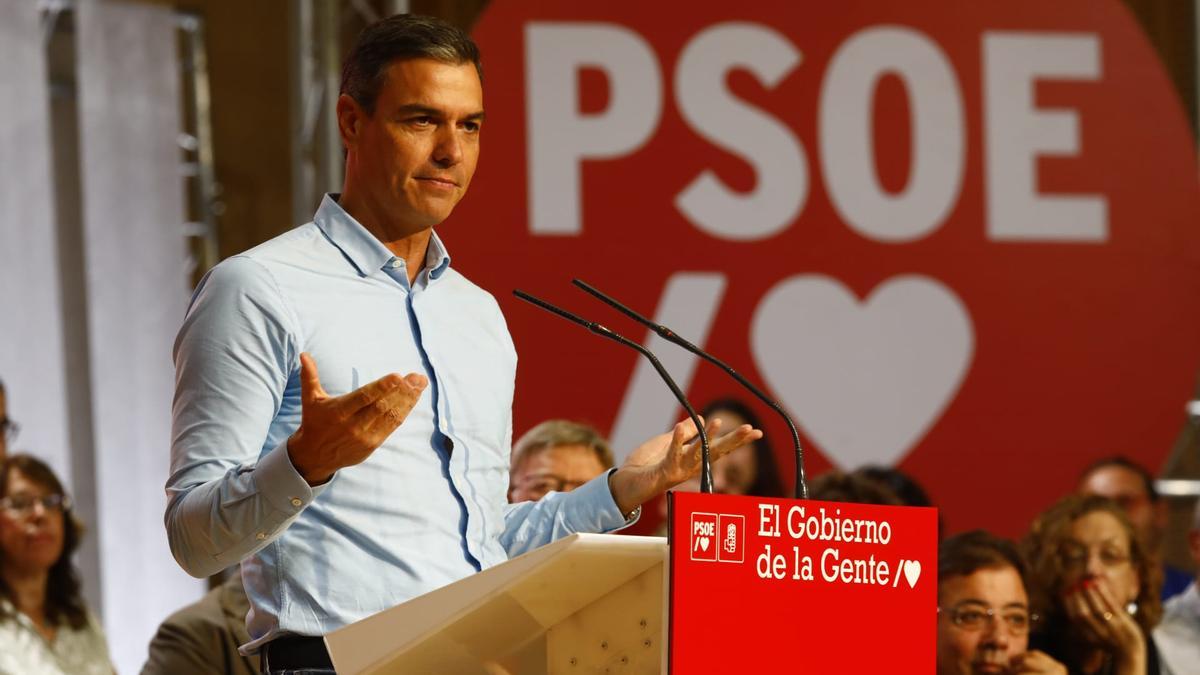 Pedro Sánchez, durante su intervención en Zaragoza tras el Comité Federal del PSOE.