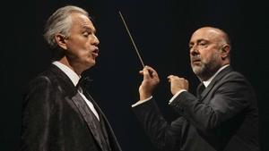 El cantante Andrea Bocelli durante el primero de sus dos conciertos en el Palau Sant Jordi de Barcelona.