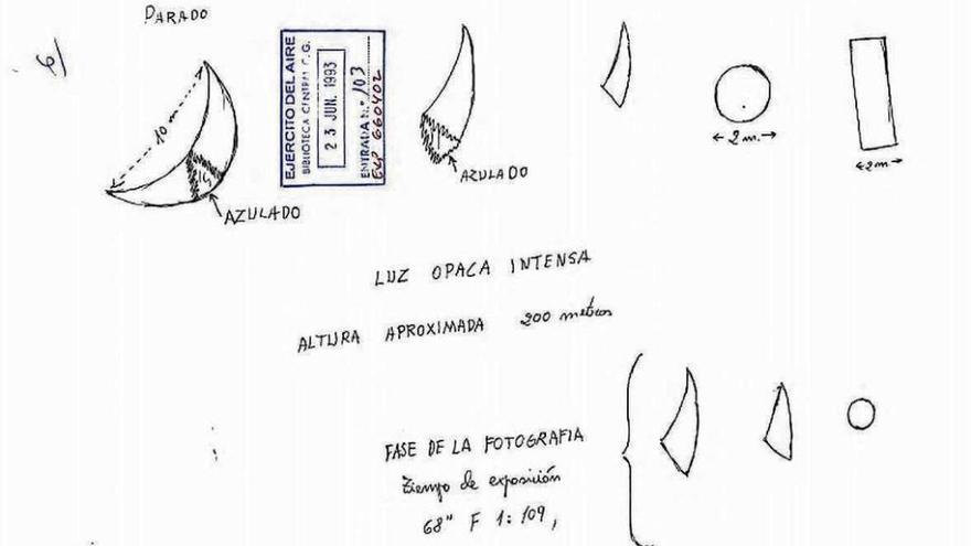 Descripción del objeto no identificado visto en Ferrol en 1966. // Ministerio de Defensa