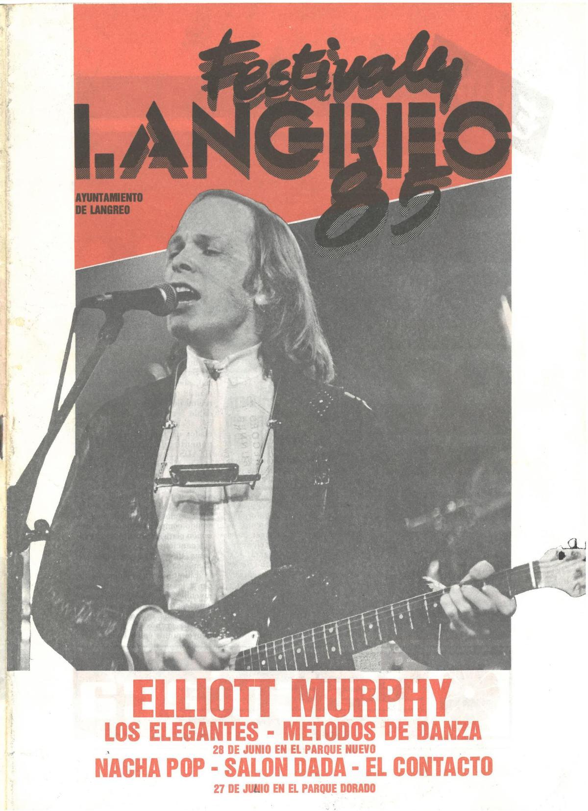 Programa de un festival en Langreo en 1985.