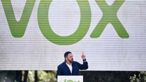 El presidente de Vox, Santiago Abascal durante un mítin.