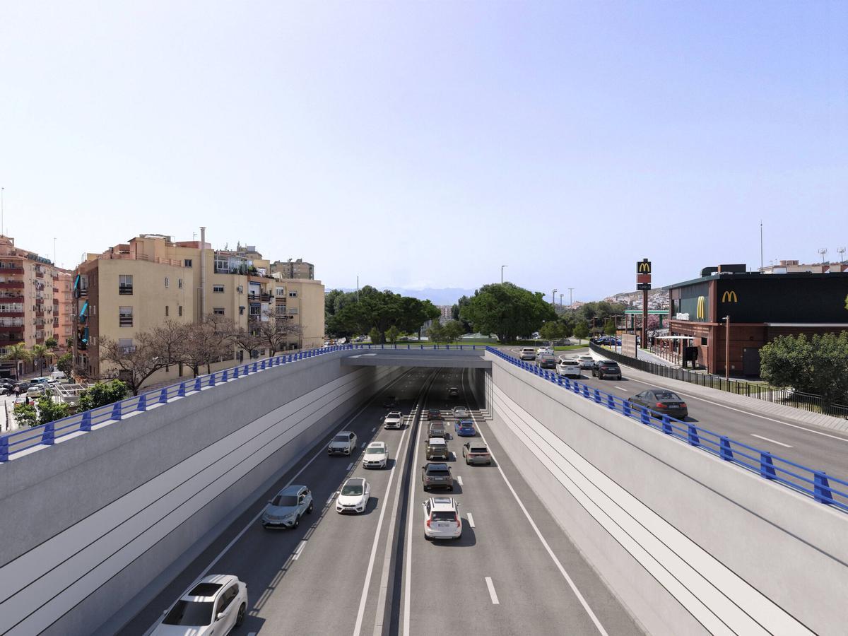 Recreación del proyecto de soterramiento de la avenida Valle Inclán, en Málaga