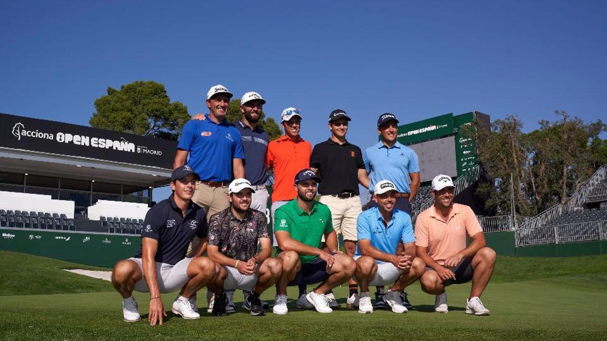 Jon Rahm posa con algunos de los españoles que tomarán parte en el torneo